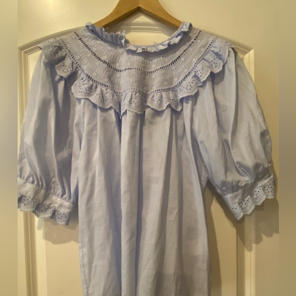 a loves a, NWT, size medium, light blue, embroidered cotton top